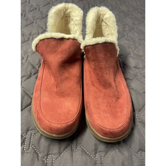 Vionic Women’s Sinclair Faux Fur Slipper Boots Sz 8.5- Cozy Indoor Shoes- Syrah - Picture 6 of 13